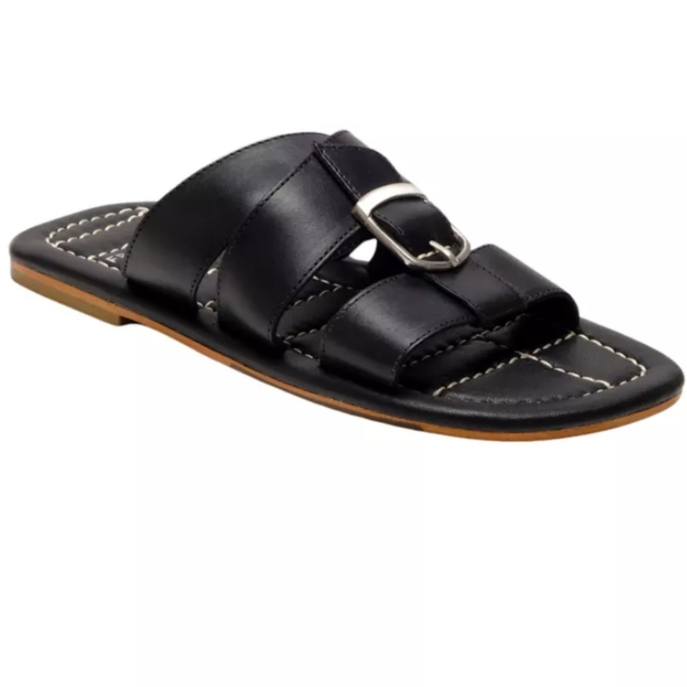Free People Black Strappy Leather Sandals